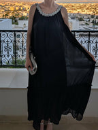 Robe de soirée " Miranda" Noir avec strass et perle