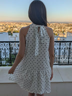 Robe "Vanessa" Blanche à pois noir