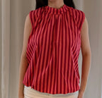 Blouse dos nu "Lilas" Rayures Rose