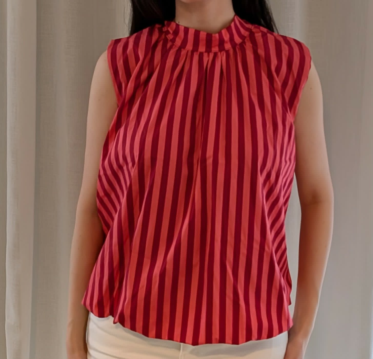 Blouse dos nu "Lilas" Rayures Rose