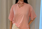 T-shirt "Eva" Rose avec foulard à pois