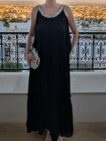 Robe de soirée " Miranda" Noir avec strass et perle