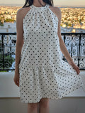 Robe "Vanessa" Blanche à pois noir